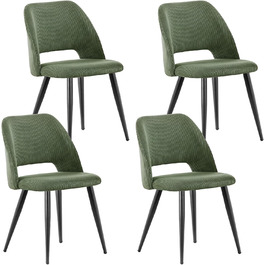 Набір з 4-х обідніх стільців з кшталту м'якого велюру, з товстим шаром м'якої підкладки, металеві ніжки, для вітальні, спальні, їдальні та прийому гостей, зелений колір