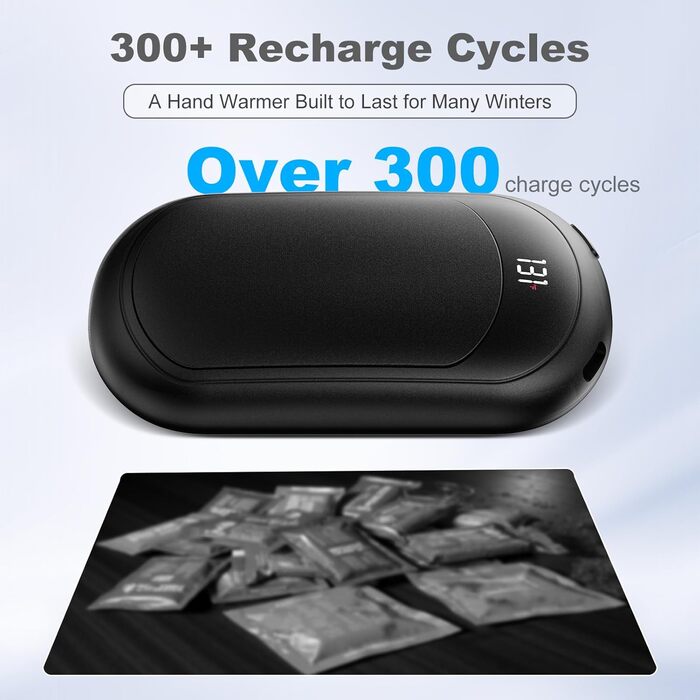 Електричні грілки для рук Macchiatto 2 шт., багаторазові, 3200mAh, 3 рівні нагріву, до 60°C, ідеальний подарунок на зиму, чорні