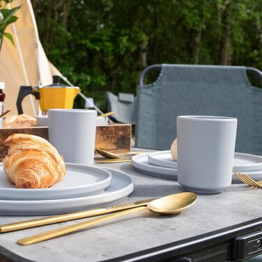 Набір посуду для кемпінгу Bo-Camp Melamin 16 предметів (Тарілки, чашки) сірий