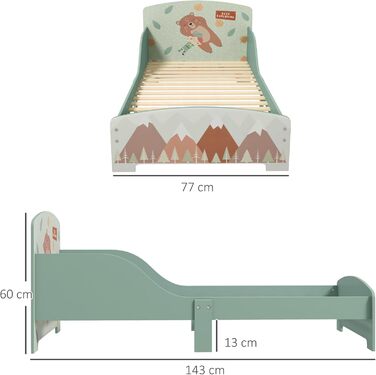 Ліжко дитяче ZONEKIZ 3-6 років з бортиками, 140x70 см, з ламелями, дизайн 