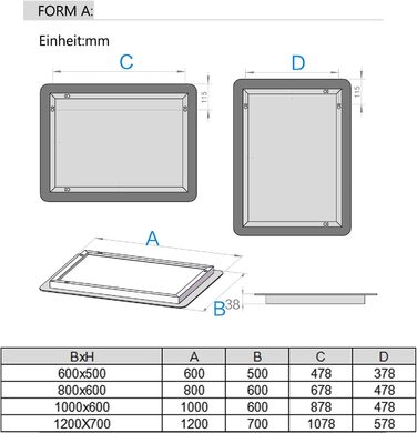 Дзеркало для ванної кімнати MIQU LED 60x50 см з підсвічуванням, тепле/холодне світло, диммування, антизапар, сенсорне управління, прямокутне