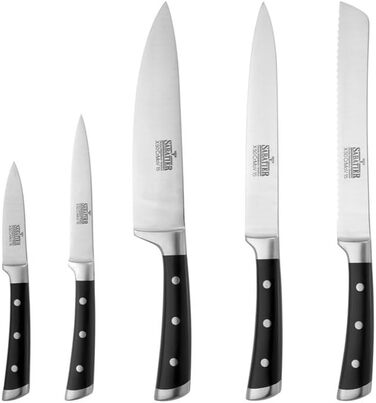 Набір кухонних ножів Sabatier Professional 5-ти предметний у блоці, чорний колір | Richardson Sheffield, преміум якість