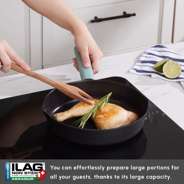 Набір кухонного посуду Karaca Fancy 7 предметів з кераміки з кришкою з скла, антипригарне покриття SwissCrystal без PFAS, включає каструлю, каструлі з кришками та сковороду