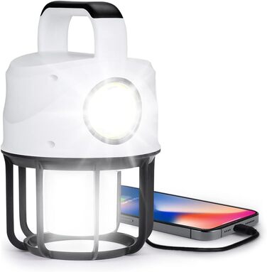 Світлодіодна лампа Flintronic для кемпінгу, портативна акумуляторна лампа на 1000 люмен, світлодіодний ліхтар з 6 режимами освітлення, водонепроникний прожектор з USB-кабелем, акумуляторна лампа ємністю 3600 мАг для кемпінгу, нічної риболовлі, полювання (