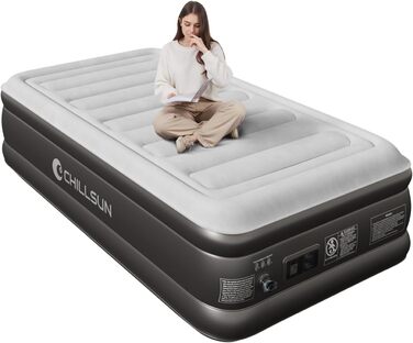 Надувне ліжко CHILLSUN® з електричним насосом, 203x152x46 см, водонепроникне, для кемпінгу та гостей (1 особа)