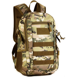 Міні-рюкзак HUNTVP 12L / 15L / 20L, тактичний похідний рюкзак, шкільна сумка Molle, водонепроникний рюкзак, шкільний рюкзак військового зразка, Студентська сумка, спортивна сумка, сумка для ноутбука для чоловіків і жінок, сумка для занять спортом на відкритому повітрі (12L-зелений камуфляж)