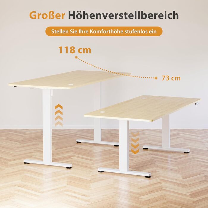 Регульований стіл за висотою з USB-C, електричний стіл з пам'яттю, стоячий стіл, комп'ютерний стіл для офісу, білий Pro, 180 x 80 см