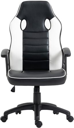 Ігрове крісло SVITA Гоночне крісло Ергономічне крісло для ПК з регульованою висотою Висока спинка Діти Підліток Чорний/Білий