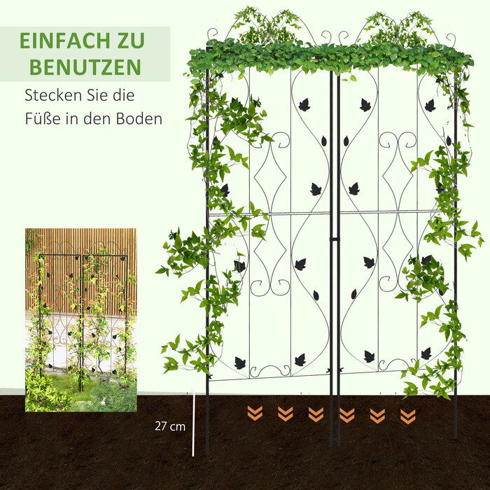 Набір з 2 шт. сітчастої опори для ліан зі сталі, нержавіюча, висота 181 см, ширина 50 см, чорного кольору