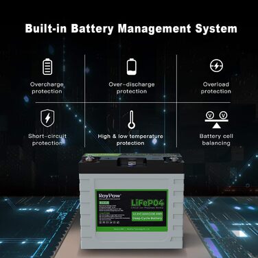 Літієва батарея 12V 30Ah LiFePO4, глибокий цикл RoyPow для автофургону, сонячна, морська, автономна (12 В 18 А)