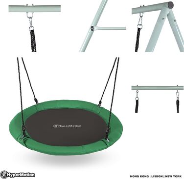 Гойдалка садова HyperMotion Storchennest з А-рамою для 2 осіб, зелена - 102 см, до 150 кг, UV-стійка