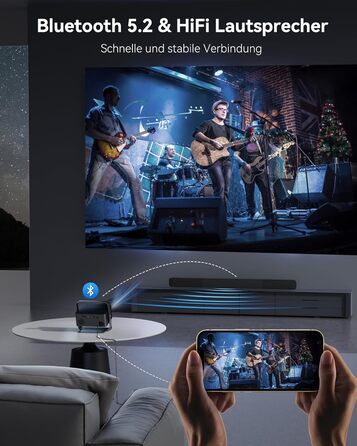 Проектор Beamer 4K з підтримкою 1500 ANSI, 1080P FHD, Smart, автоматичною корекцією трапеції, електричним фокусом, WiFi 6, Bluetooth для домашнього кінотеатру та на відкритому повітрі (сталево-сірий)