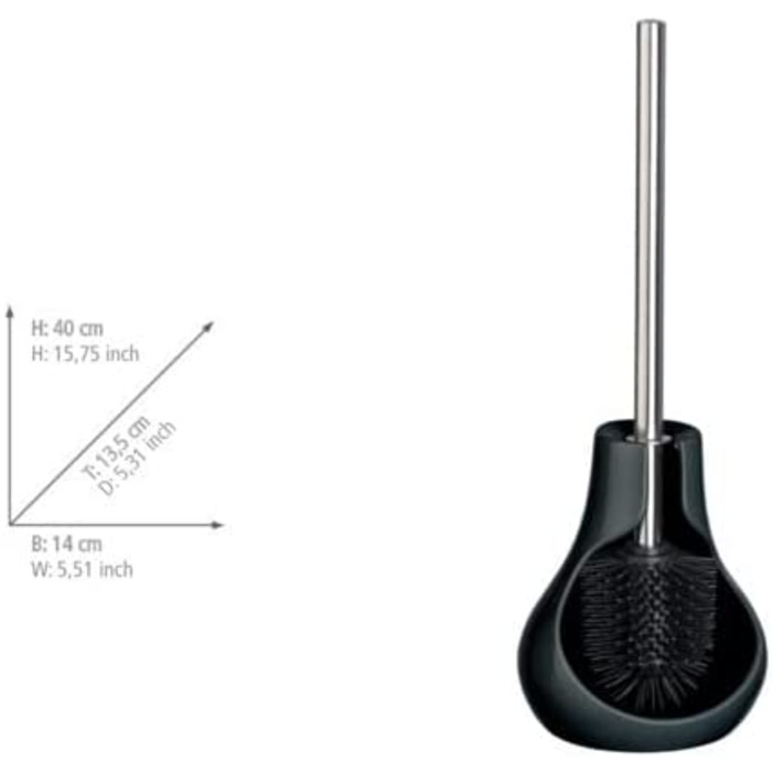 Керамічний унітаз WENKO Drop Neo керамічний тримач для унітазу, керамічний, 14 х 40 х 13,5 см, (чорний)
