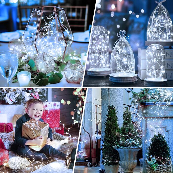 Льодогенератор 6 шт. Батарейки, 5M 50 LED, з таймером та пультом, 8 режимів, вологостійкий, теплий білий, для прикраси інтер'єру/екстер'єру, Різдва, саду, вечірки, весілля