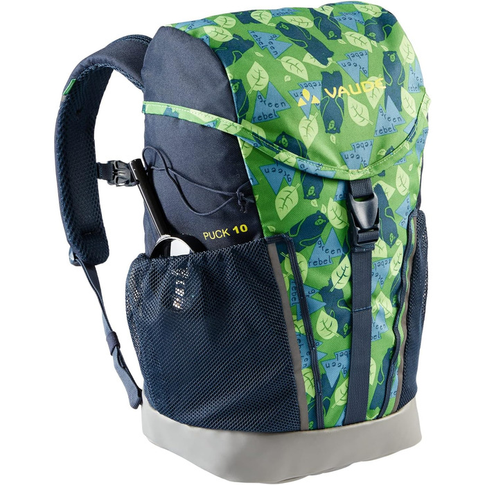 Дитячий рюкзак VAUDE Шайба для хлопчиків і дівчаток, зручний туристичний рюкзак для дітей, стійкий до погодних умов шкільний рюкзак з дощовиком і збільшувальним склом, багато місця для зберігання, синій/затемнення, 10-літровий універсальний папуга зелений