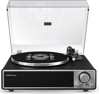 ONE-Q HiFi-програвач вінілу з Bluetooth, вбудованими динаміками, фонокоректором, магнітною голкою AT-3600L, 33/45 об/хв, чорний