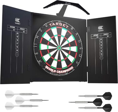 Система освітлення дротиків Target Darts Arc у домашній шафі Набір включає дошку для дартсу Чемпіона світу та 2 набори дартсів, чорні, стандартного розміру