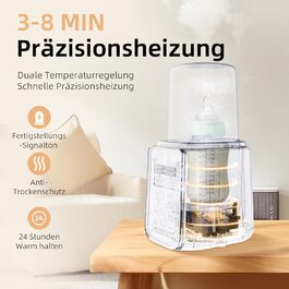 Портативний підігрівач для пляшечок, 500 мл – Швидкий нагрів за 3 хв, 24 год підтримки температури для сумішей та грудного молока (Сніжно-білий)