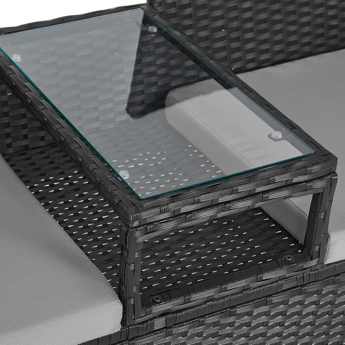 Лавка садова SVITA Chicago з поліротангу чорного кольору для саду та тераси