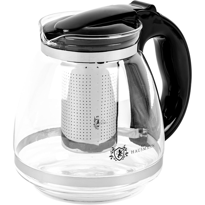 Чайник зі скла Karl Hausmann з ситечком - 2л - Скляний чайник для чаю - Чайник з ситом - Чайник зі скла, ідеальний для поціновувачів чаю - Стильний дизайн, скляний чайник (1.5л)