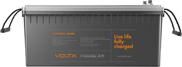 Акумулятор VoltX LiFePO4 12,8 В 200 Ач з 200 А BMS, 2560 Втгод, 3000-15000 циклів, макс. 36 батарей, ідеально підходить для автофургонів і сонячних батарей