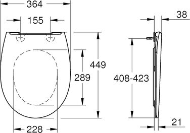 Керамічне сидіння для унітазу GROHE Bau з функцією Soft Close Slim 39923900, альпійський білий