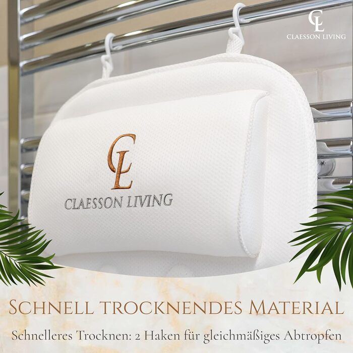 Подушка для ванни для всього тіла (125x43 см) - килимок для ванни з підголовником для підтримки шиї, спини та ніг - з мішком для прання та подорожей та гачком для швидкого сушіння - (Білий)