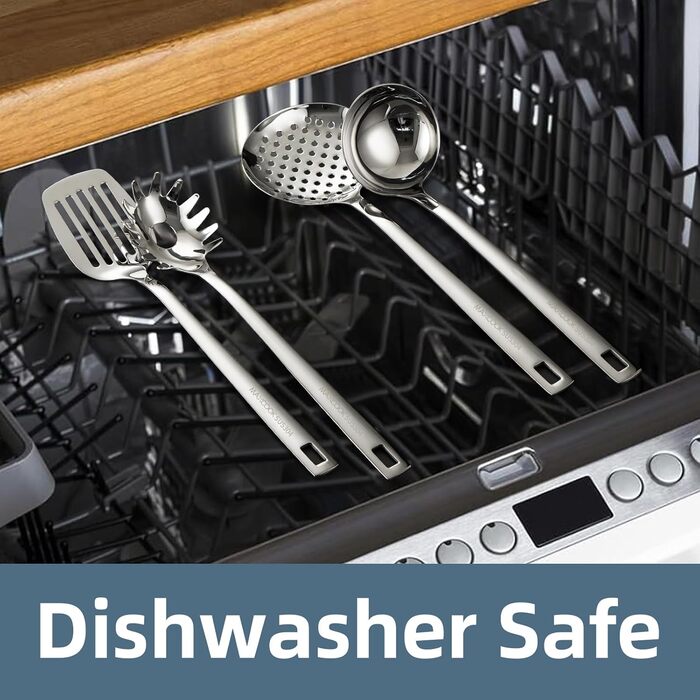 Набір кухонного інвентарю з нержавіючої сталі, 4 шт. Лопатки, ложки, лопатки для воку, кухонний інвентар (безпечний для миття в посудомийній машині)