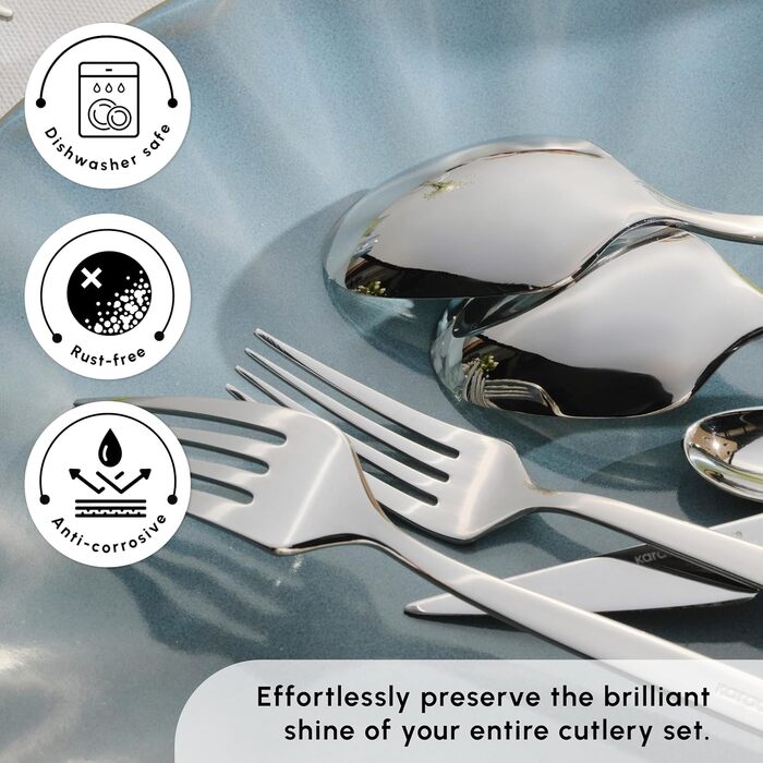 Karaca Thor Набір столових приборів з нержавіючої сталі (84 шт.) для 12 осіб - ніж, виделка, ложка. Блискучі ножі та виделки. Кухонний набір столових приборів