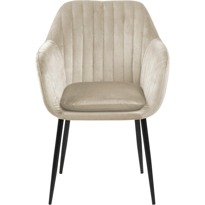 AC Design Furniture Стілець для їдальні Венді, Велюр/Метал, 57x61x83 см, 1 шт. (Бежевий/Чорний)