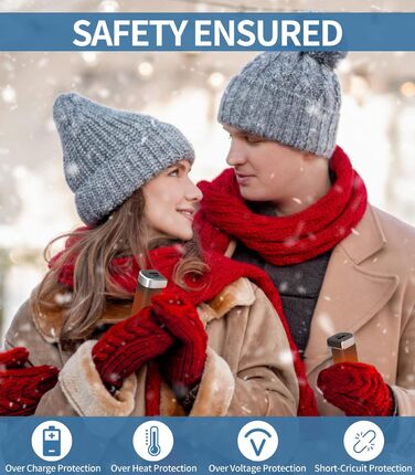 Електричні грілки для рук 5000mAh (2 шт.) - багаторазові, для активного відпочинку, зимовий подарунок для дітей, жінок та чоловіків (чорний)