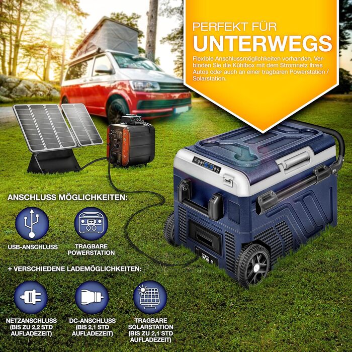 Автомобільний компресорний холодильник Tillvex 40-60 л з WiFi та охолодженням до -20°C (Navy Blue) | Електрична автохолодильна сумка 12/24V/230V для авто, вантажівок, кемпінгу з акумулятором