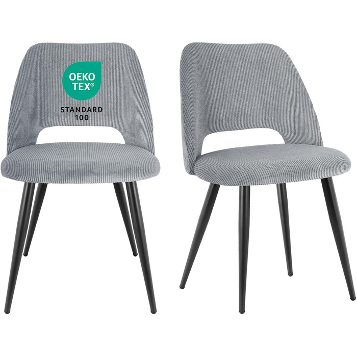 Набір з 4-х обідніх стільців з витонченою спинкою, сірого кольору, з м'яким сидінням, для кухні, вітальні, спальні. Набір з 4 шт.