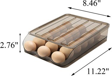 Контейнер для яєць для холодильника Автоматичний тримач для яєць в рулонах для холодильника, ящик для зберігання яєць з кришкою, місце для зберігання курячих яєць