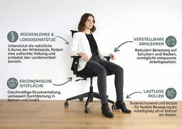 Офісний стілець для дому та офісу: ергономічний, компактний, з підлокітниками