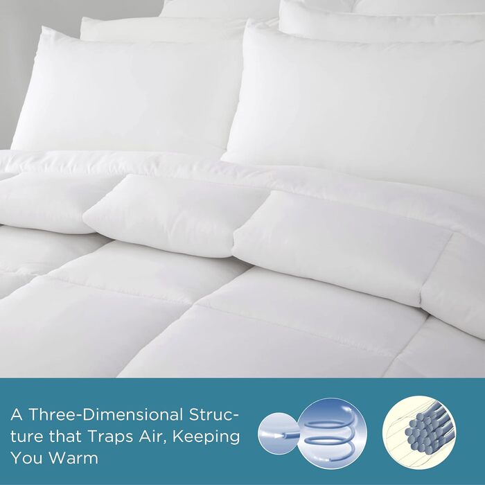 Ковдра BEDSURE 135x200 см - чотирисезонна, стегане покриття, сертифікат Oeko-Tex, білий колір, для алергіків, 300 GSM