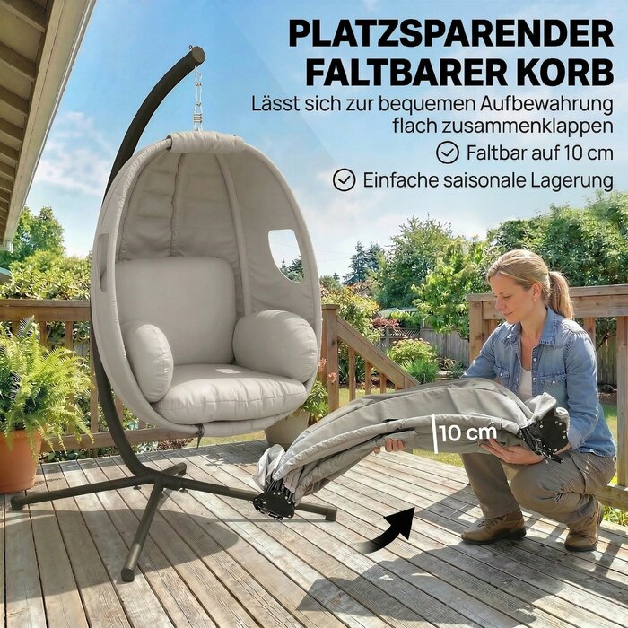 Підвісне крісло з каркасом, складане. Комфортний гамак з товстими подушками, регульованою висотою та ременем безпеки (до 120 кг)