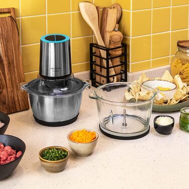 Подрібнювач Cecotec ChopBeat 2000 500W зі скляною чашею, 4 леза з нержавіючої сталі, 2 швидкості, миття в посудомийній машині