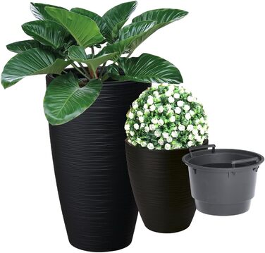 Горщик для квітів MELTOM Blumenkübel XL (48 см, Чорний) з винімним вкладишем