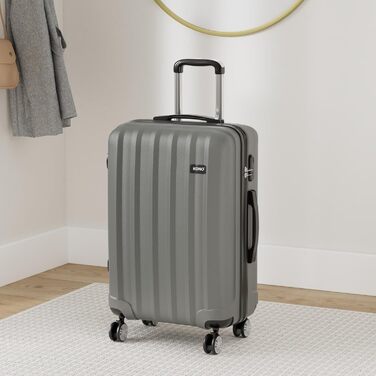 Валіза-тролей KONO Hartschale, 4 колеса, сірий, XL (75см - 105л), комплект