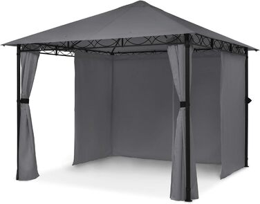 Альтанка садовий намет Pergola, розмір 2,95 х 2,6 х 2,95 м (ШхВхГ), 4 бічні панелі, концепт EasyMount, захист від негоди УФ/вітер/дощ, (темно-сірий)