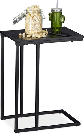 Журнальний столик Relaxdays, квадратний журнальний столик у С-подібній формі, для дивана та ліжка, метал та дерево, HWD 59,5 x 30 x 45 см, чорний