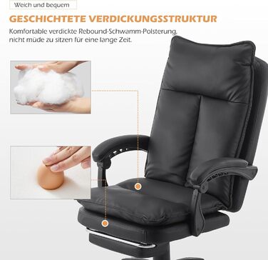 Офісний крісло TUKAILAI: ергономічне, з регулюванням висоти, підлокітники, підставка для ніг, чорне