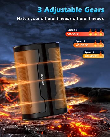 EasyAcc Портативний акумуляторний гріє рукавичка, чорний - великий