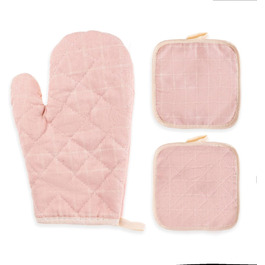 Рукавиці для духовки та 2 шт. бавовняні рукавиці для духовки - термостійкі, картатий візерунок, кільце для підвішування, унікальний дизайн (рожевого кольору)