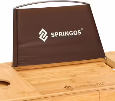 Бамбукова полиця для ванни SPRINGOS, розсувна, підставка для ноутбука, книг і келиха, 75-110,5 см