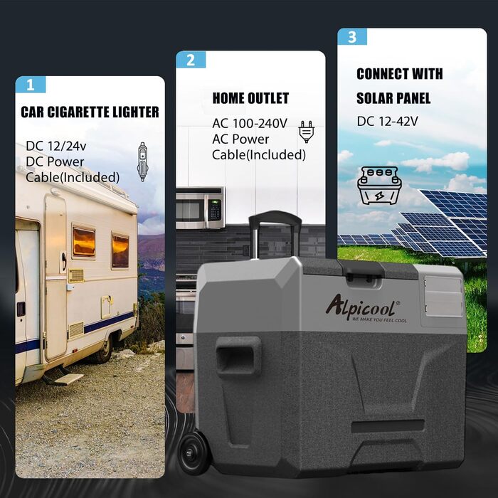 Автомобільний холодильник Alpicool CX50 50л компресорний, портативний, з USB, колесами та телескопічною ручкою для авто, кемпінгу, вантажівок, човнів