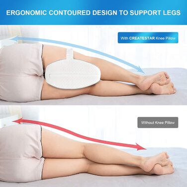 Ергономічна подушка між ніг для сну на боці CREATESTAR з ефектом пам'яті (Memory Foam) зі знімним чохлом