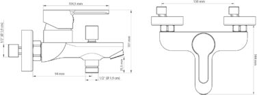 Змішувач для ванни DIZIANI DIZIANI, одноручний, з перемикачем душ/ванна, хром/білий