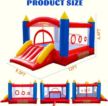Надувний батут для дітей з насосом, міцний матеріал, для 3-4 дітей, 315x245x194 см (PVCSZ)